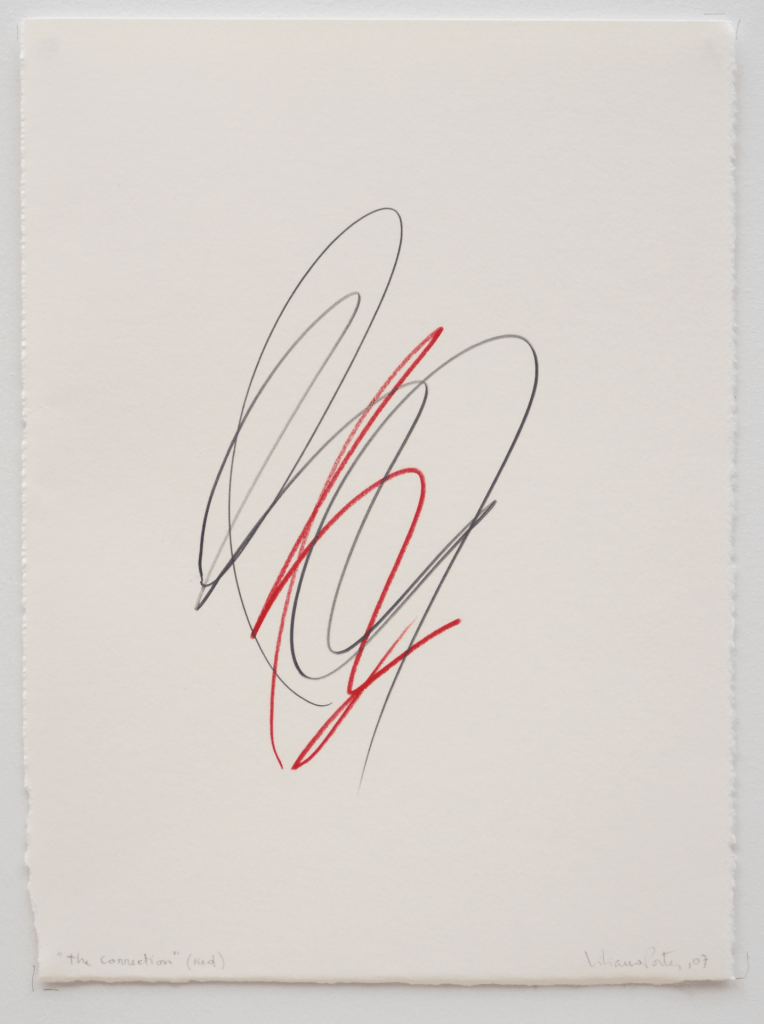 An image of a gray pencil scribble and a bright red scribble on a piece of paper.